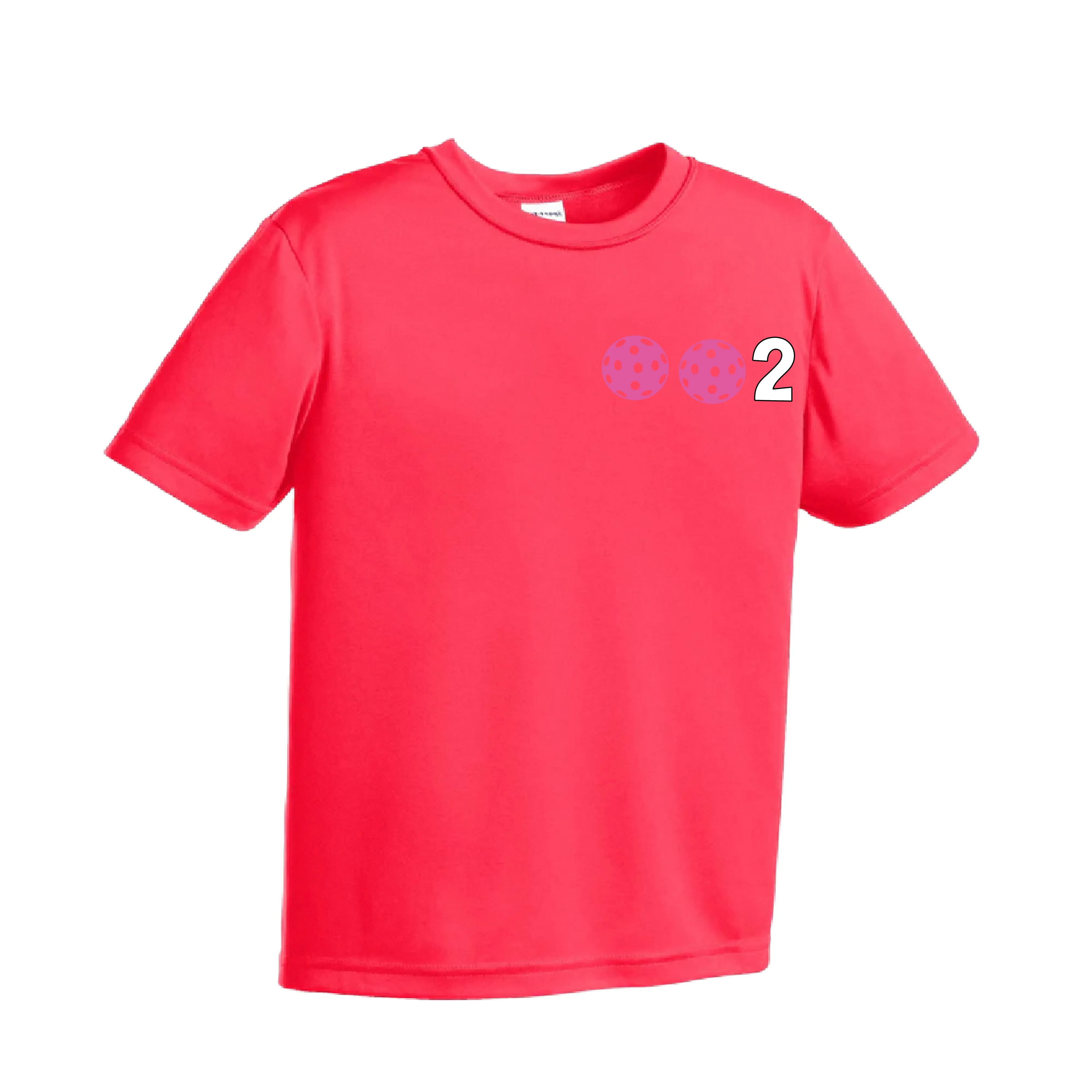 002 Pickleball (Colors Purple Rainbow Pink) | Youth Short Sleeve Athletic Shirt | 100% Polyester