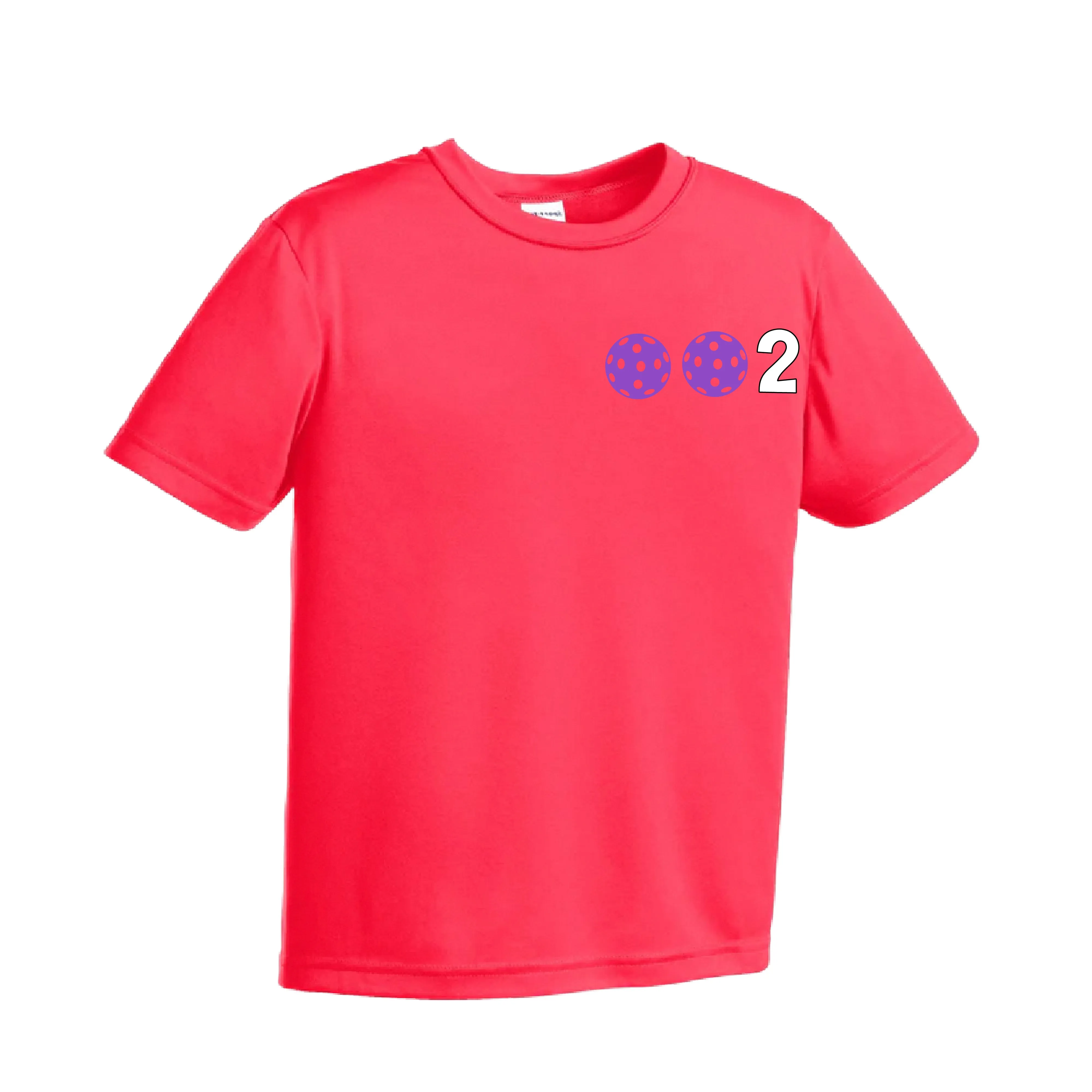 002 Pickleball (Colors Purple Rainbow Pink) | Youth Short Sleeve Athletic Shirt | 100% Polyester