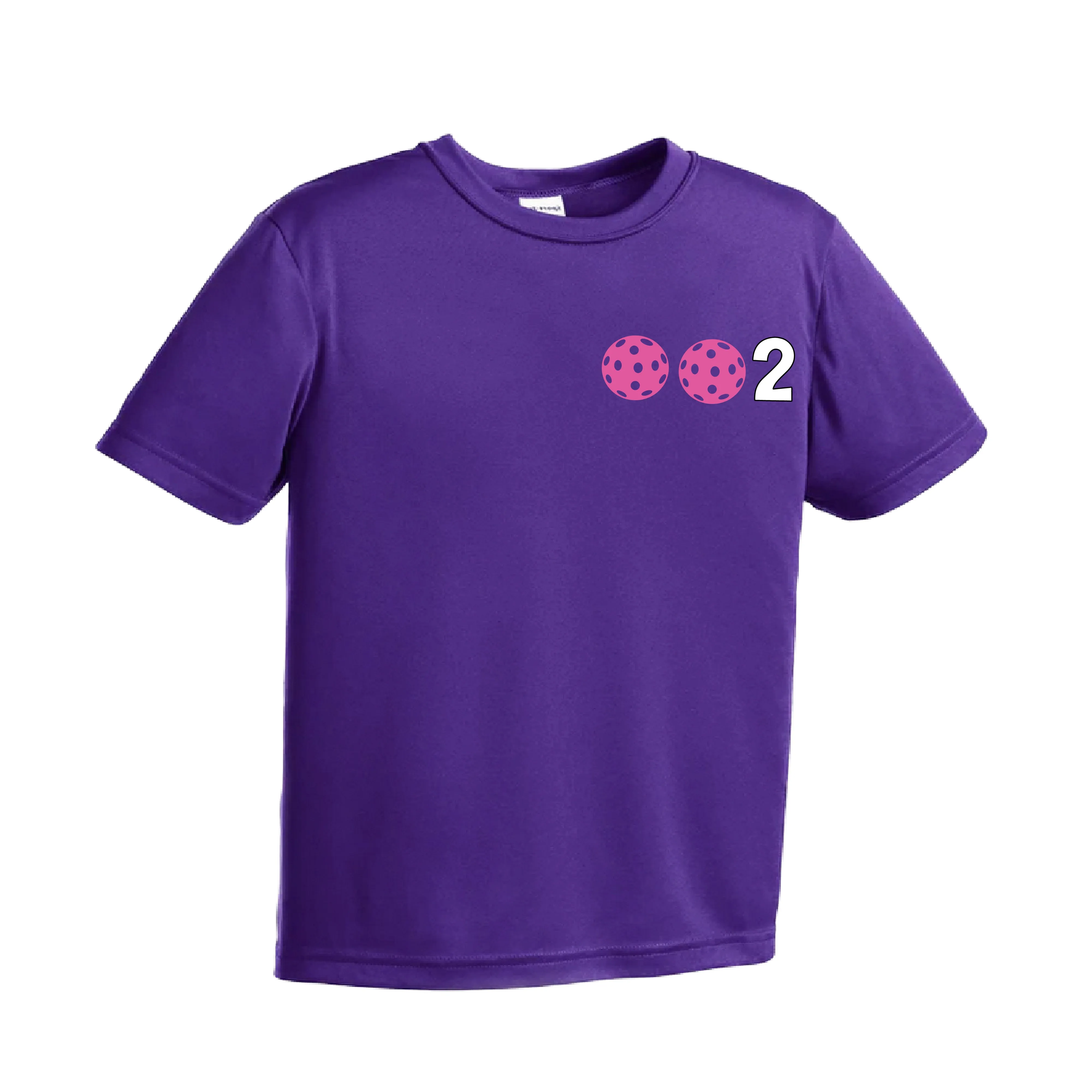 002 Pickleball (Colors Purple Rainbow Pink) | Youth Short Sleeve Athletic Shirt | 100% Polyester