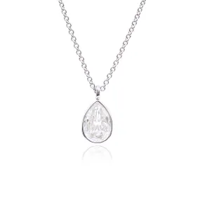 14K WHITE GOLD 1.94CT BEZEL-SET DOUBLE ROSE CUT DIAMOND SOLITAIRE NECKLACE