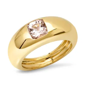 14K YG Morganite Gypsy Dome Ring