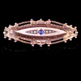 1905 Antique 9k Gold Pearl Brooch British Victorian Style