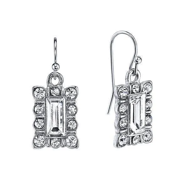 1928 Jewelry Crystal Rectangle Drop Earrings