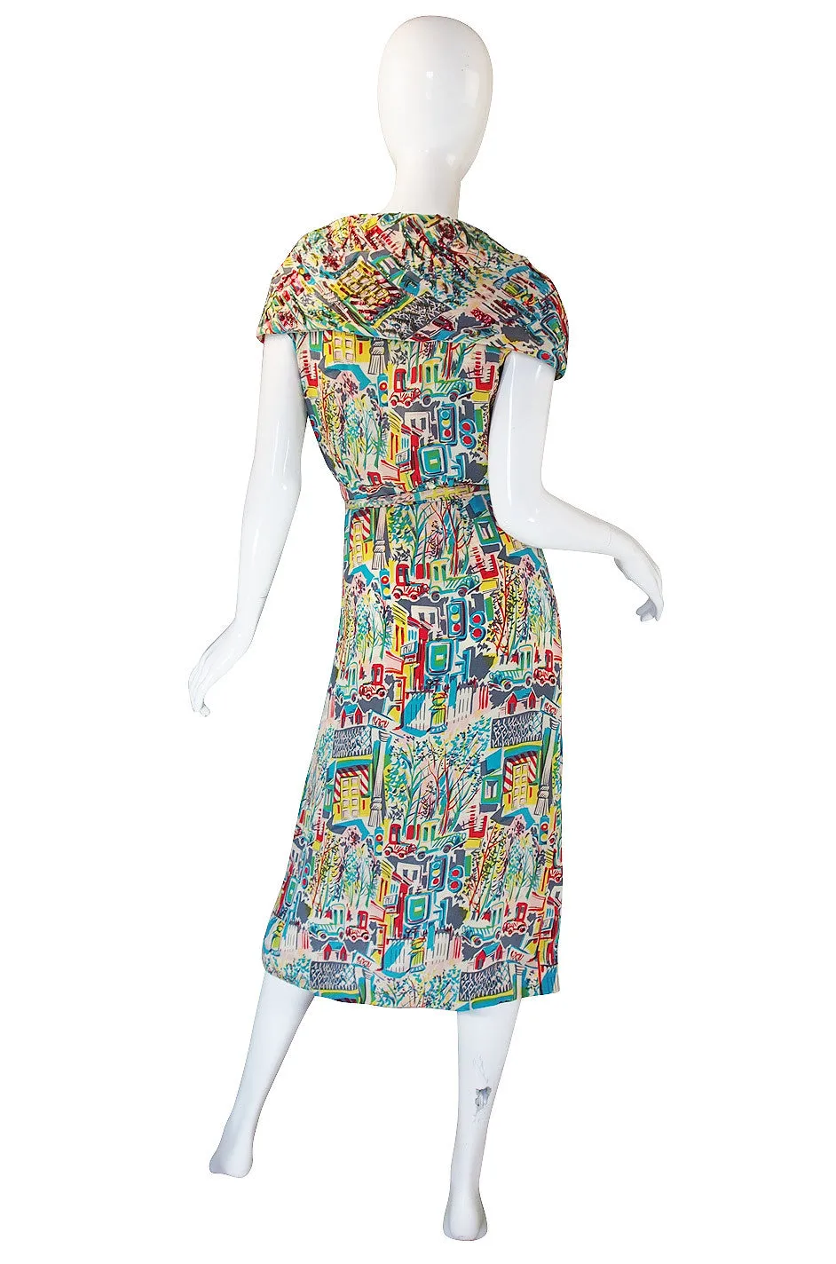 1940s Pattullo Jo Copeland Silk Print Dress