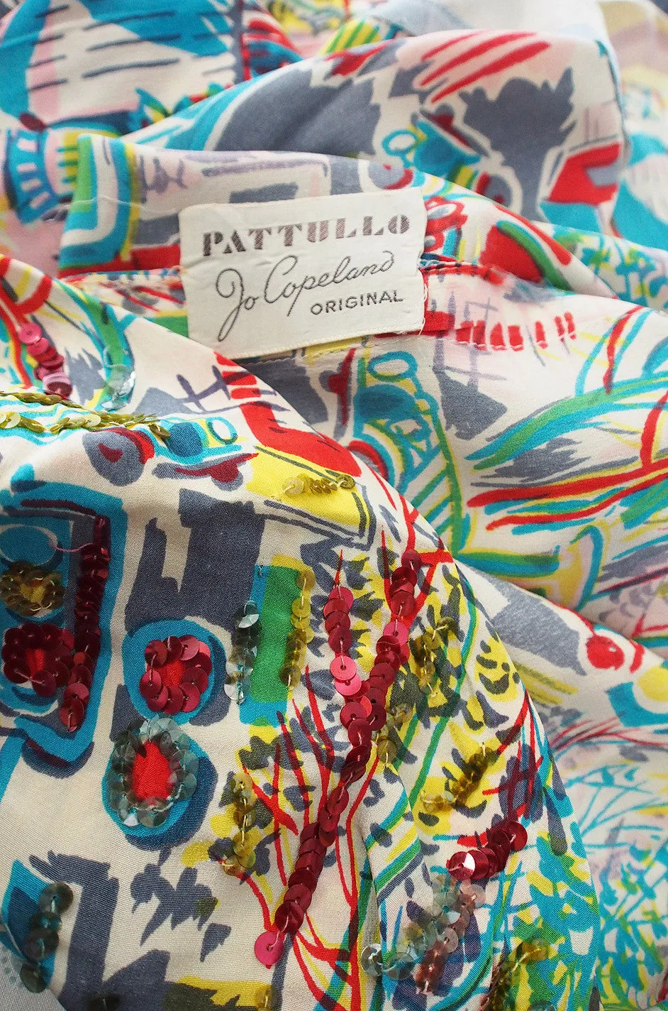 1940s Pattullo Jo Copeland Silk Print Dress