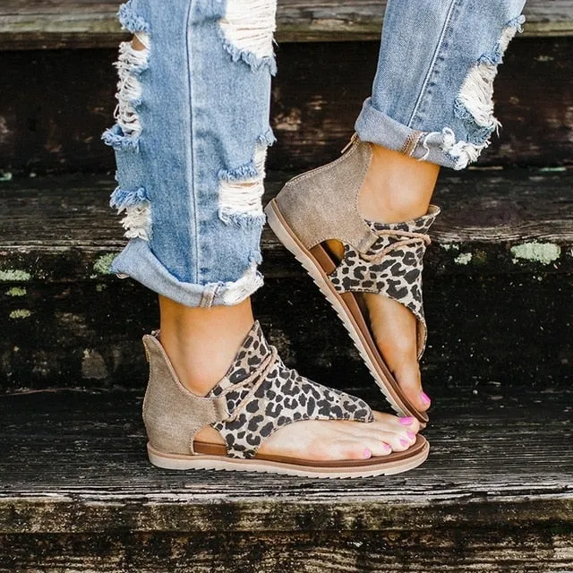 2020 Top seller - Women sandals Leopard Pattern Large Size Rome Sandals Women's Anti-slip Hot Selling Wedges Summer shoes