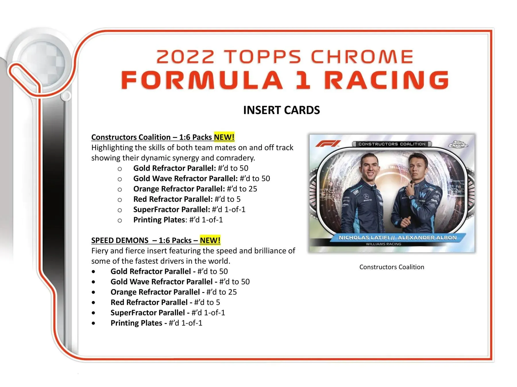 2022 Topps Chrome F1 Formula 1 Hobby Box 18 Packs per Box, 4 Cards per Pack