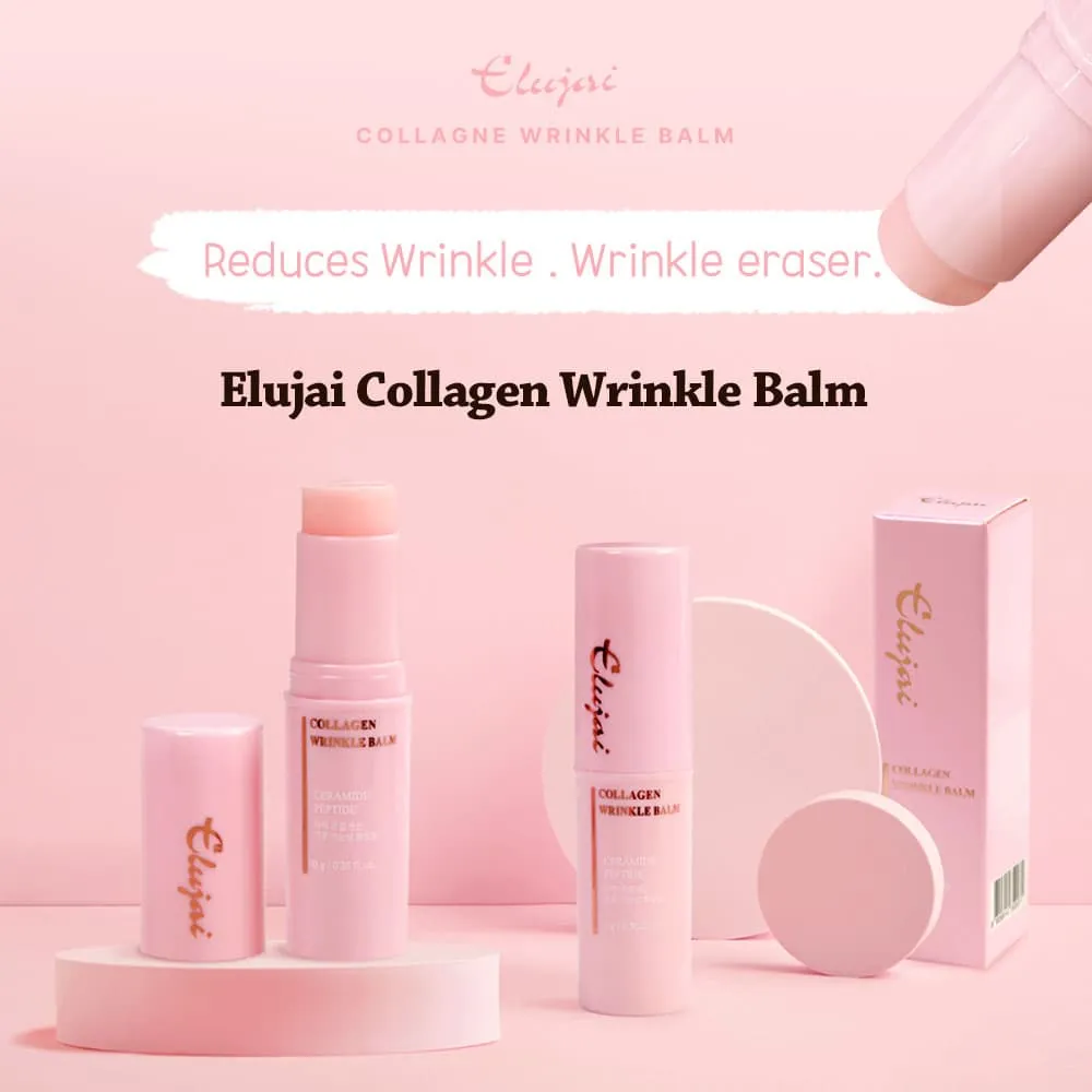 3 SETs ELUJAI Collagen Vitamin Wrinkles Balms 10g 10g Dry Skincare Moisture Anti Ageing Finelines Hyaluronic Acid Elasticity Whitening Soothing Ice Cooling Effects