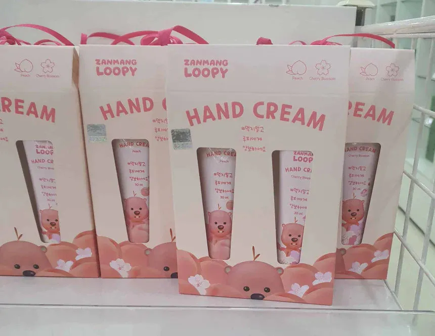 5 SET Zanmang Loopy Character Hand Creams Cute Small Gifts 30ml 2 pieces Peach Cherry Blossom Scent