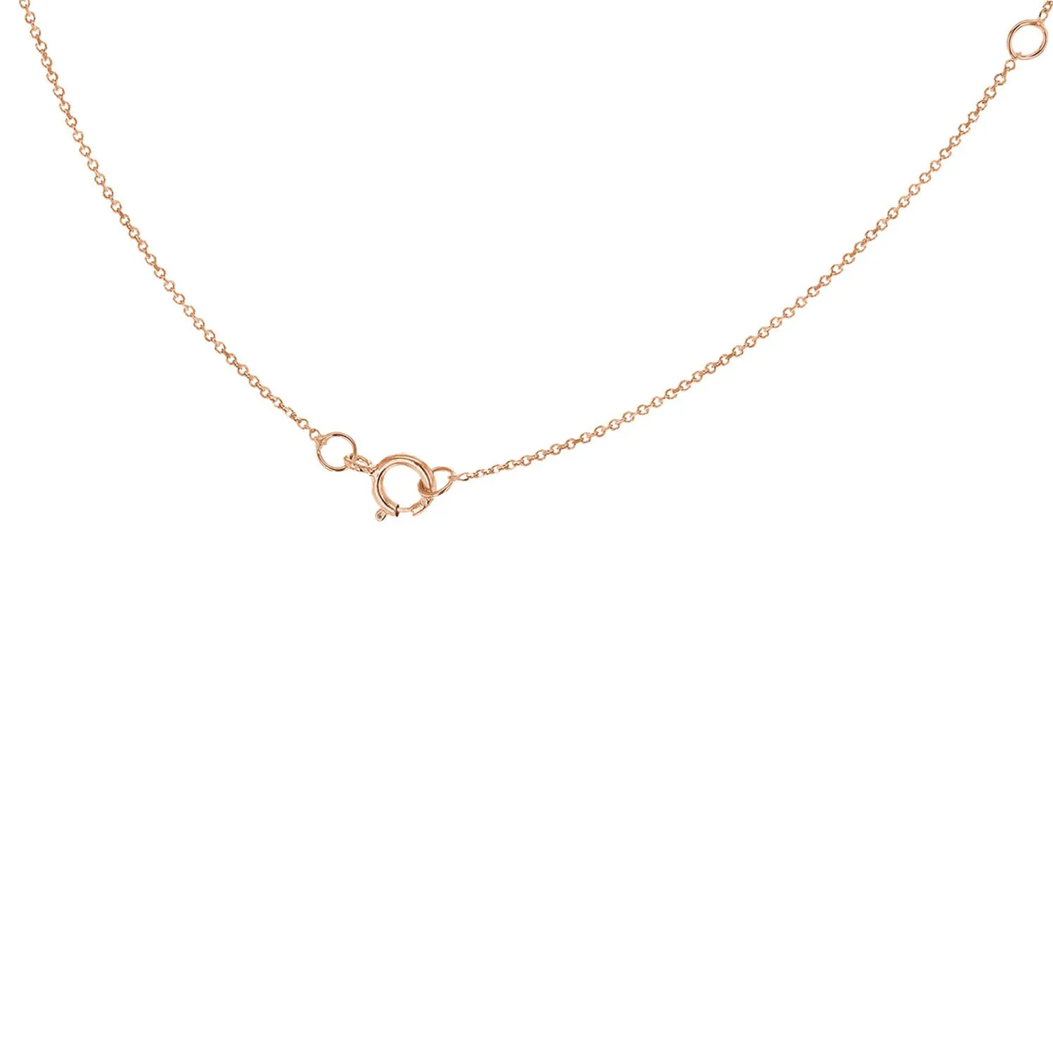 9K Rose Gold 'V' Initial Adjustable Letter Necklace 38/43cm