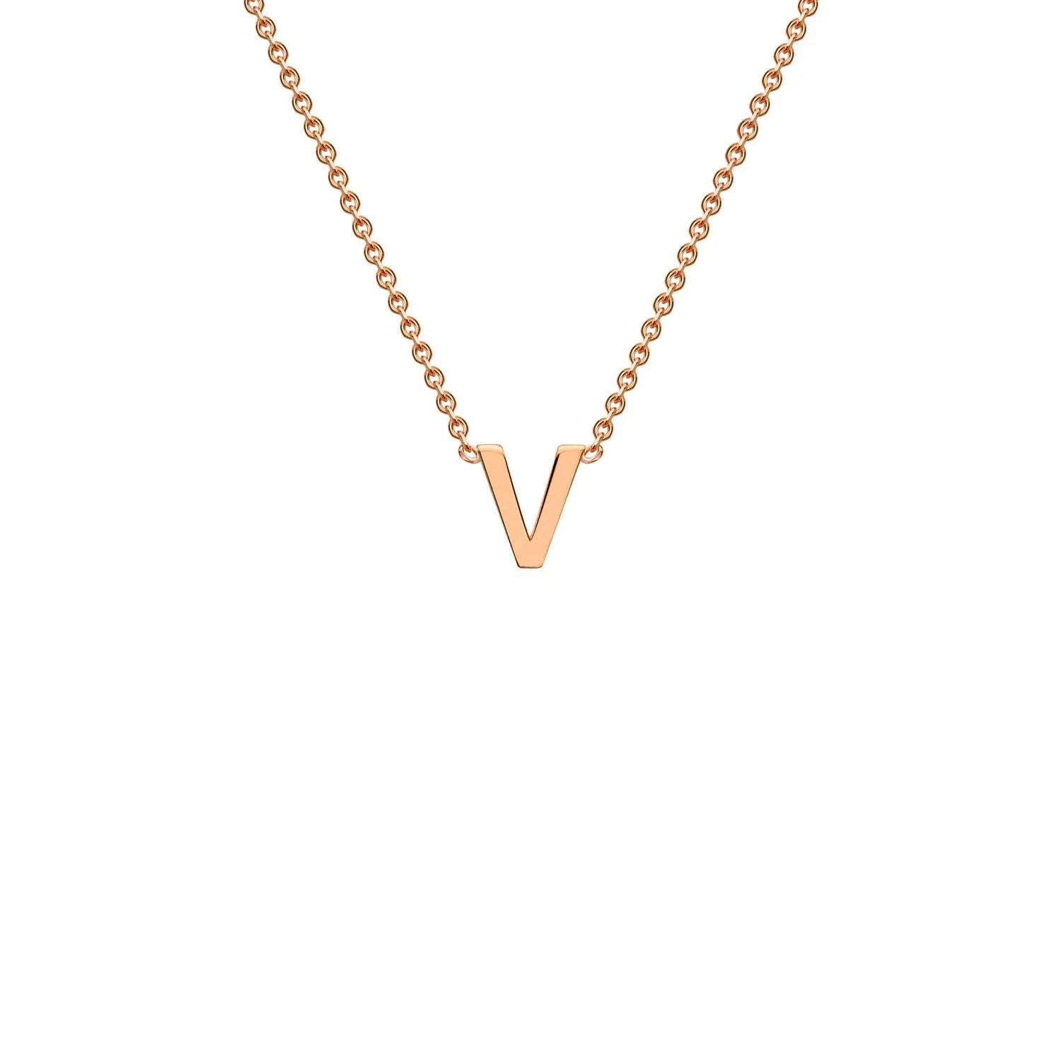 9K Rose Gold 'V' Initial Adjustable Letter Necklace 38/43cm