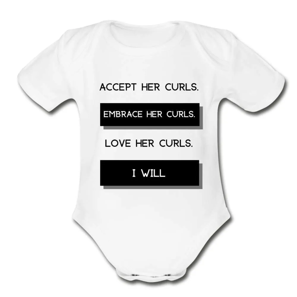 Accept Her Curls Organic Boy Onesie (Black Print)