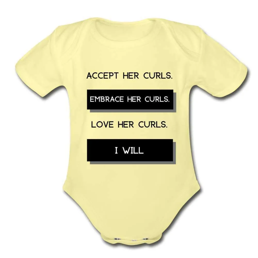 Accept Her Curls Organic Boy Onesie (Black Print)