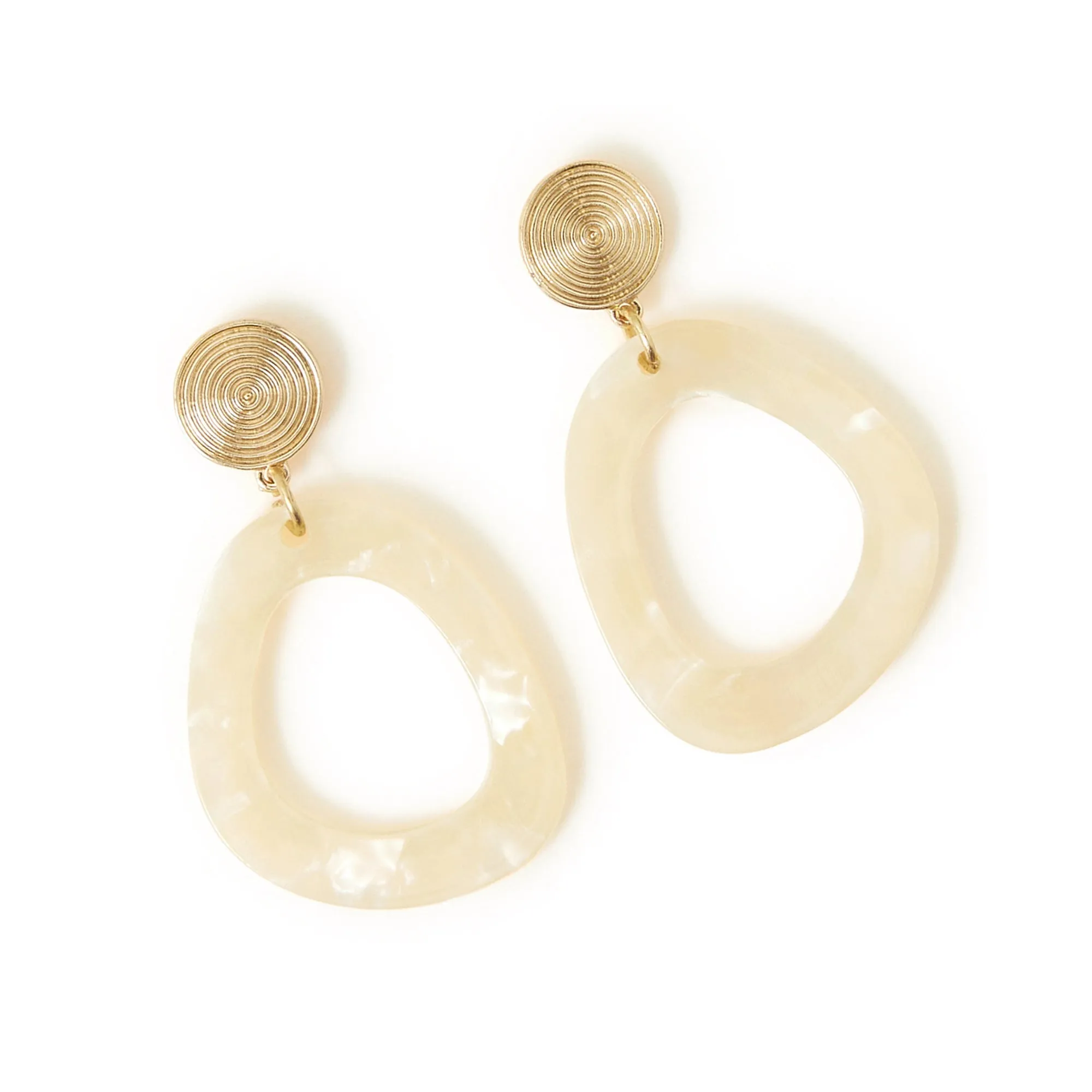 Accessorize London Women's Cream Marble Resin Earrings