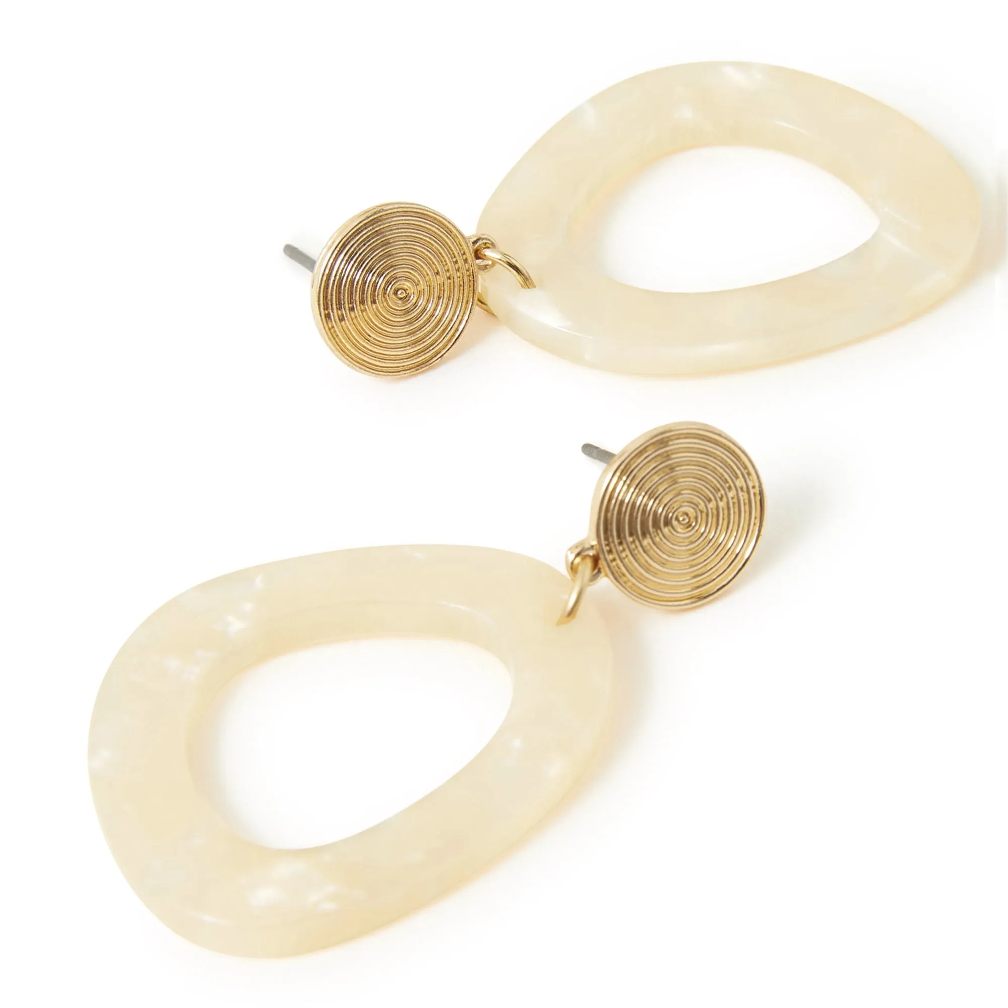 Accessorize London Women's Cream Marble Resin Earrings