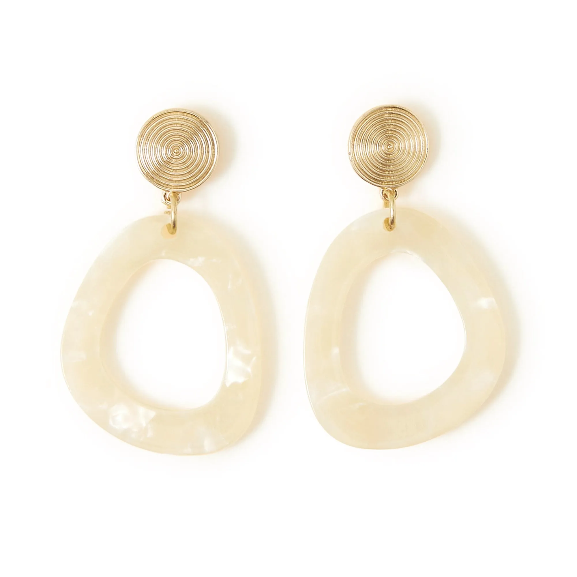 Accessorize London Women's Cream Marble Resin Earrings