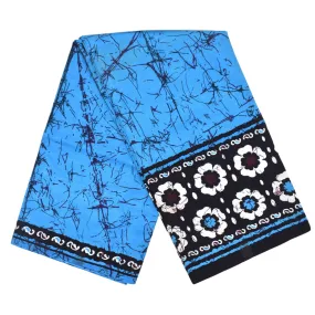 African Print Batik Fabric Blue Flowers - CA150