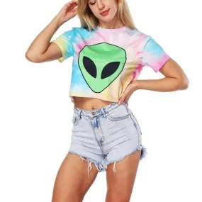 Alien Printed Harajuku Crop Top Tees