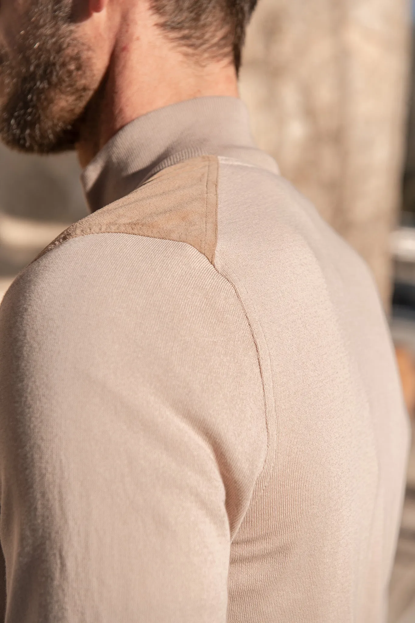 Almond alcantara bomber jacket – Made in Italy