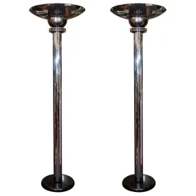 American Art Deco Revival Monumental Torchiere Floor Lamps