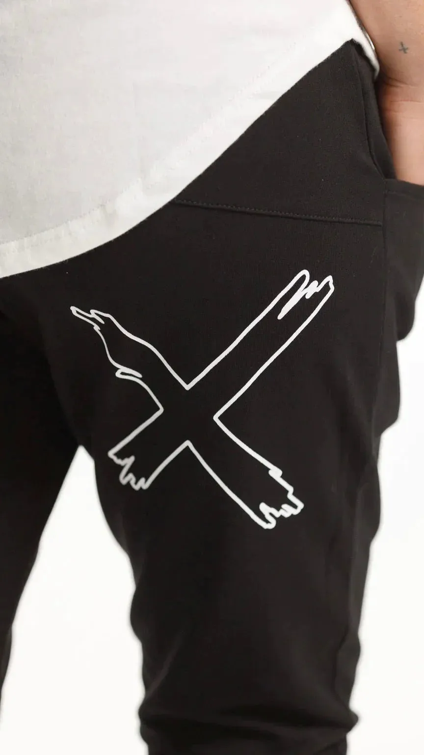 Apartment Pants Winter Weight Black with White X Outline