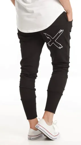 Apartment Pants Winter Weight Black with White X Outline