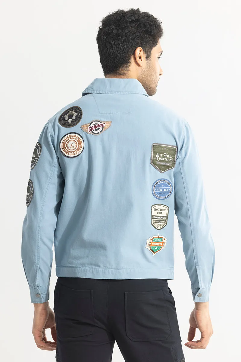 Applique Artistry Blue Overshirt