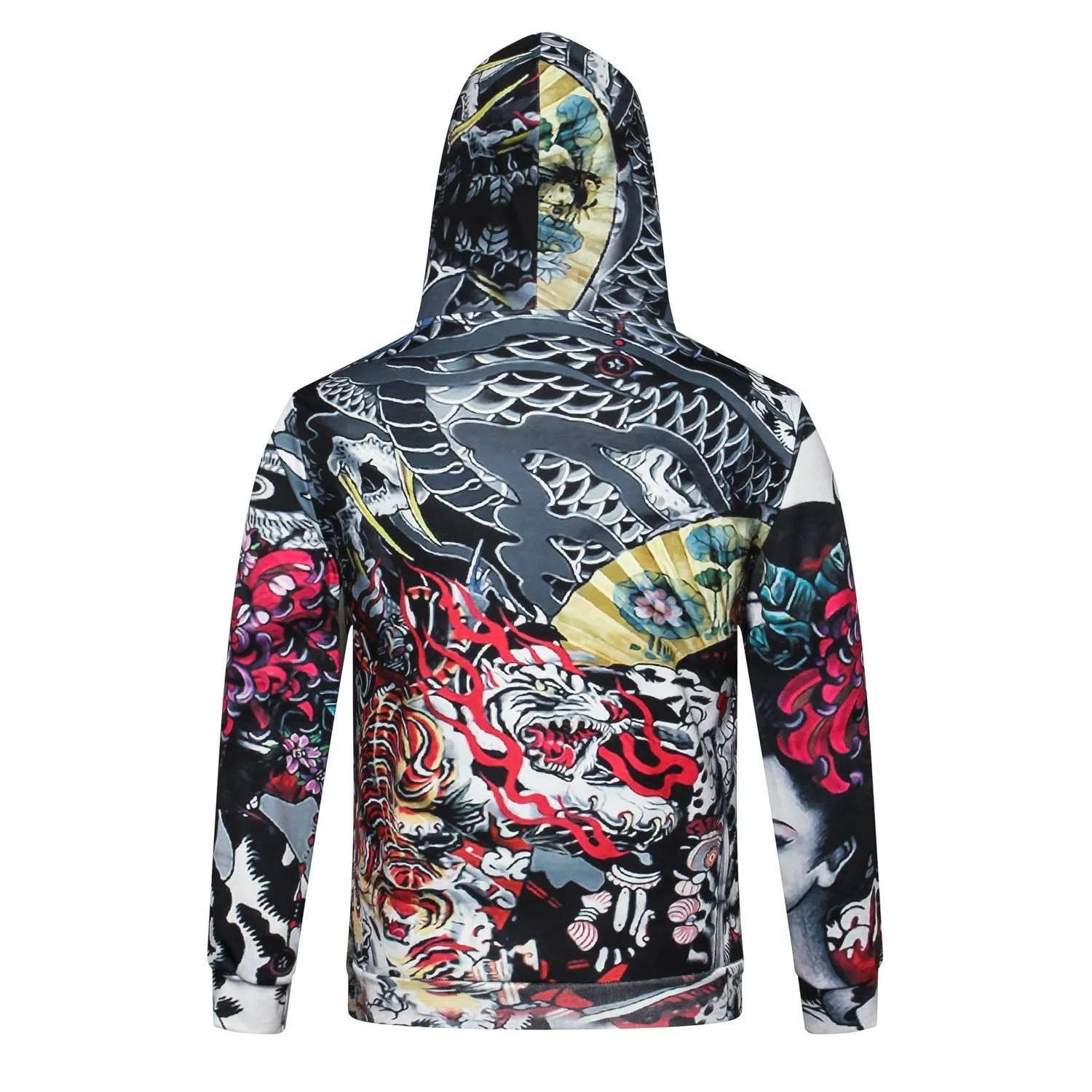 Autumn Winter Hooded 3D Tattoos Print Sweatshirts for Men and Women