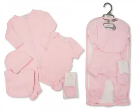 Baby 5 pcs Gift Set in Mesh Bag - Plain Pink (0-3 Months) Gp-25-1047