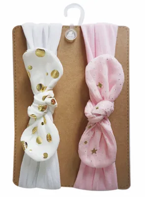 Baby Girl's Gold Polka Dot Bow Headband (Set of 2pcs)