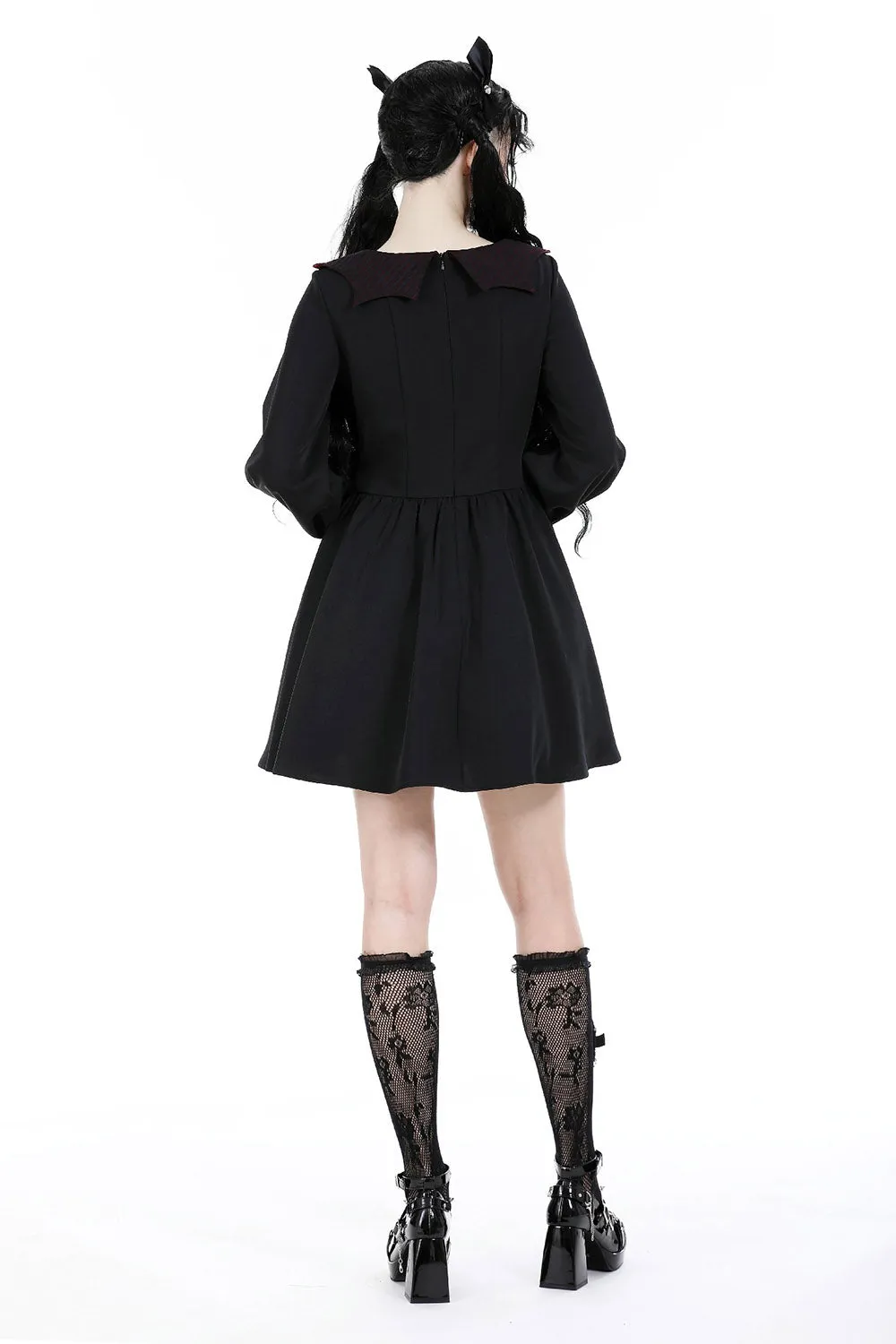 Babydoll Batwing Collar Mini Dress