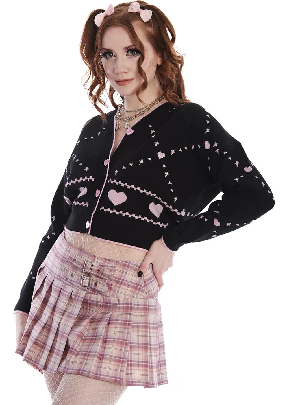 Banned Nori Hearts Cardigan Black