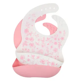 Bebe/Minihaha - Floral Pink 2 Pack Silicone Bibs Pink Flora