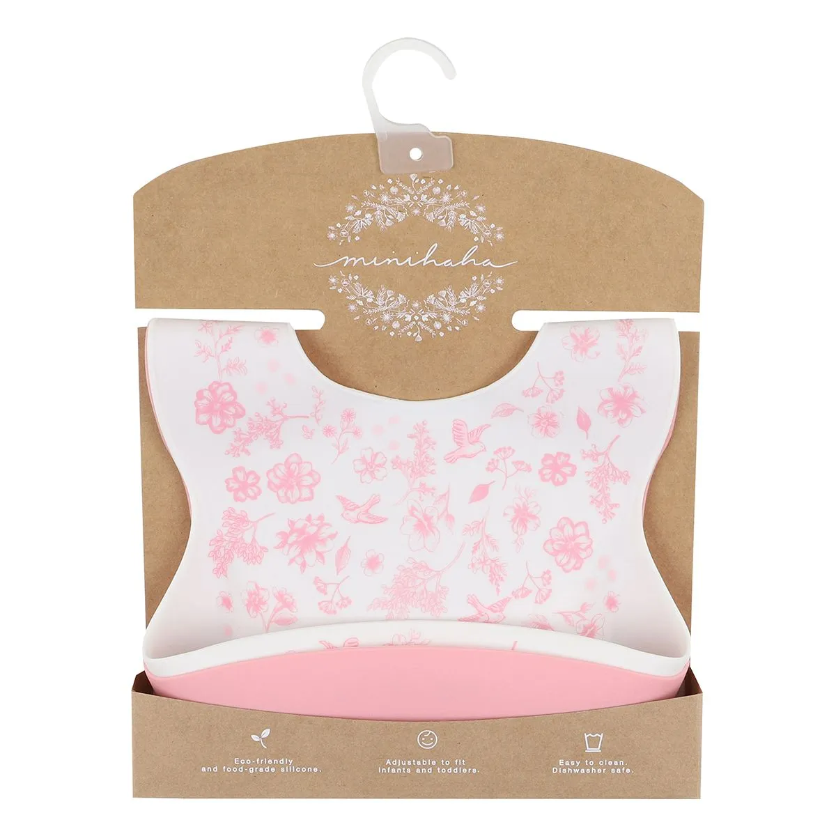 Bebe/Minihaha - Floral Pink 2 Pack Silicone Bibs Pink Flora