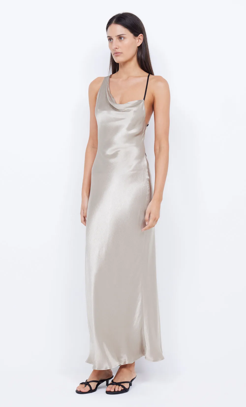 BEC   BRIDGE - Farah Cowl Maxi Dress in Oyster/Black