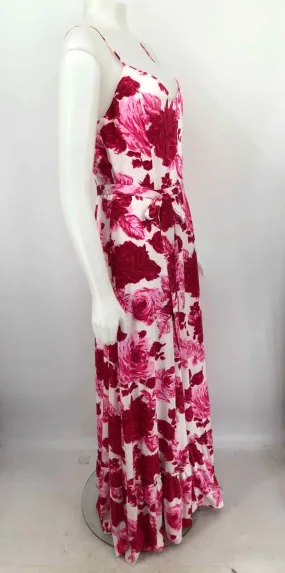 BETSEY JOHNSON Pink White Floral Print Maxi Length Size 12  (L) Dress