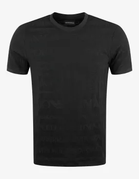 Black All-Over Jacquard Logo T-Shirt -