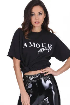 Black Amour Slogan T-Shirt