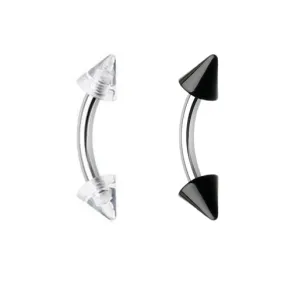 Black & Clear Spike Eyebrow Ring