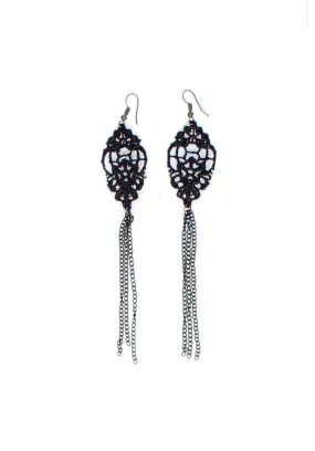 Black Crochet Tassel Earrings