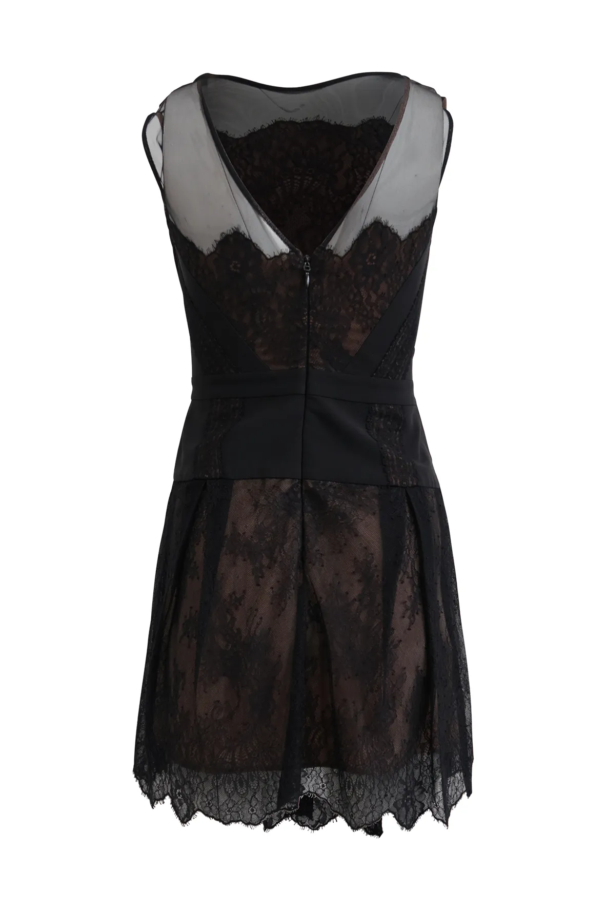 Black Floral Lace Dress With Beige Lining