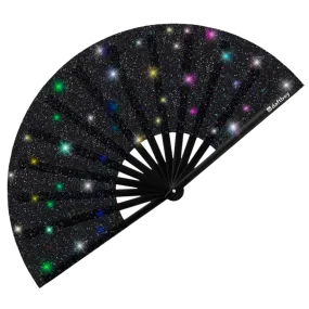 Black Galaxy Glitter Glam Fan