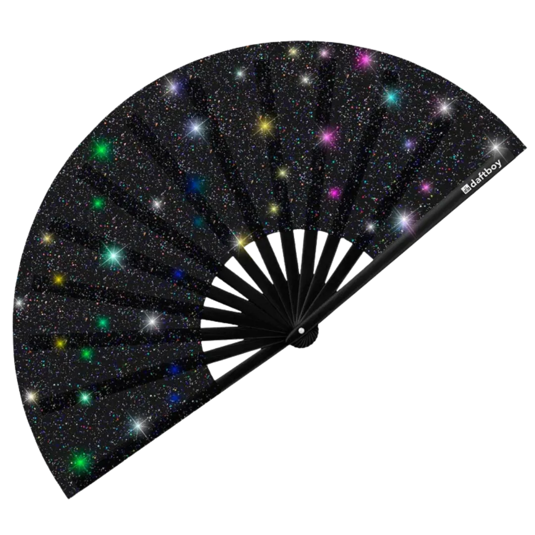 Black Galaxy Glitter Glam Fan