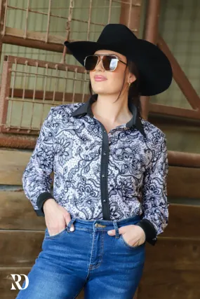 BLACK LACE PERFORMANCE RODEO SHIRT (ADULT)