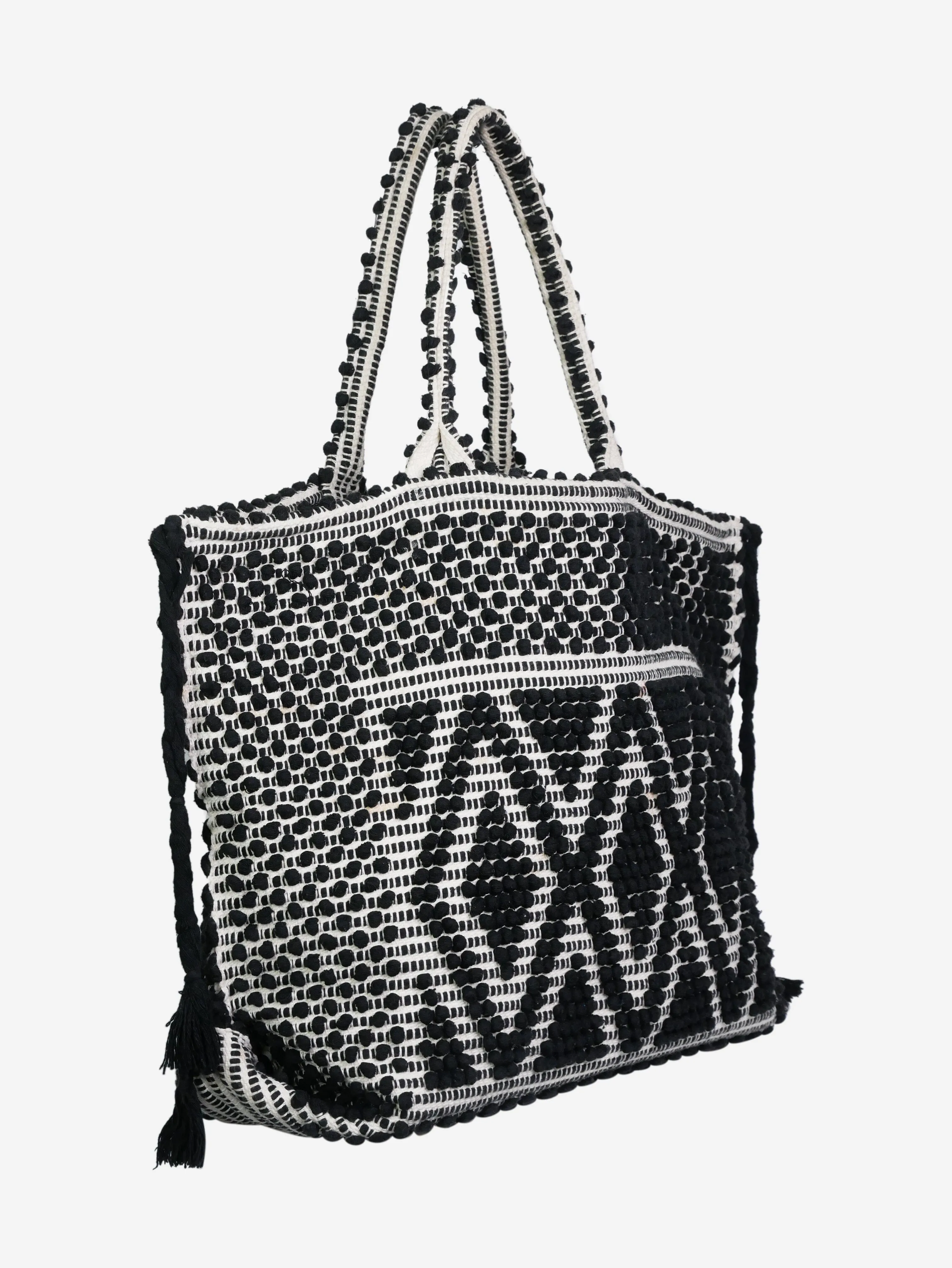 Black large handwoven tote bag