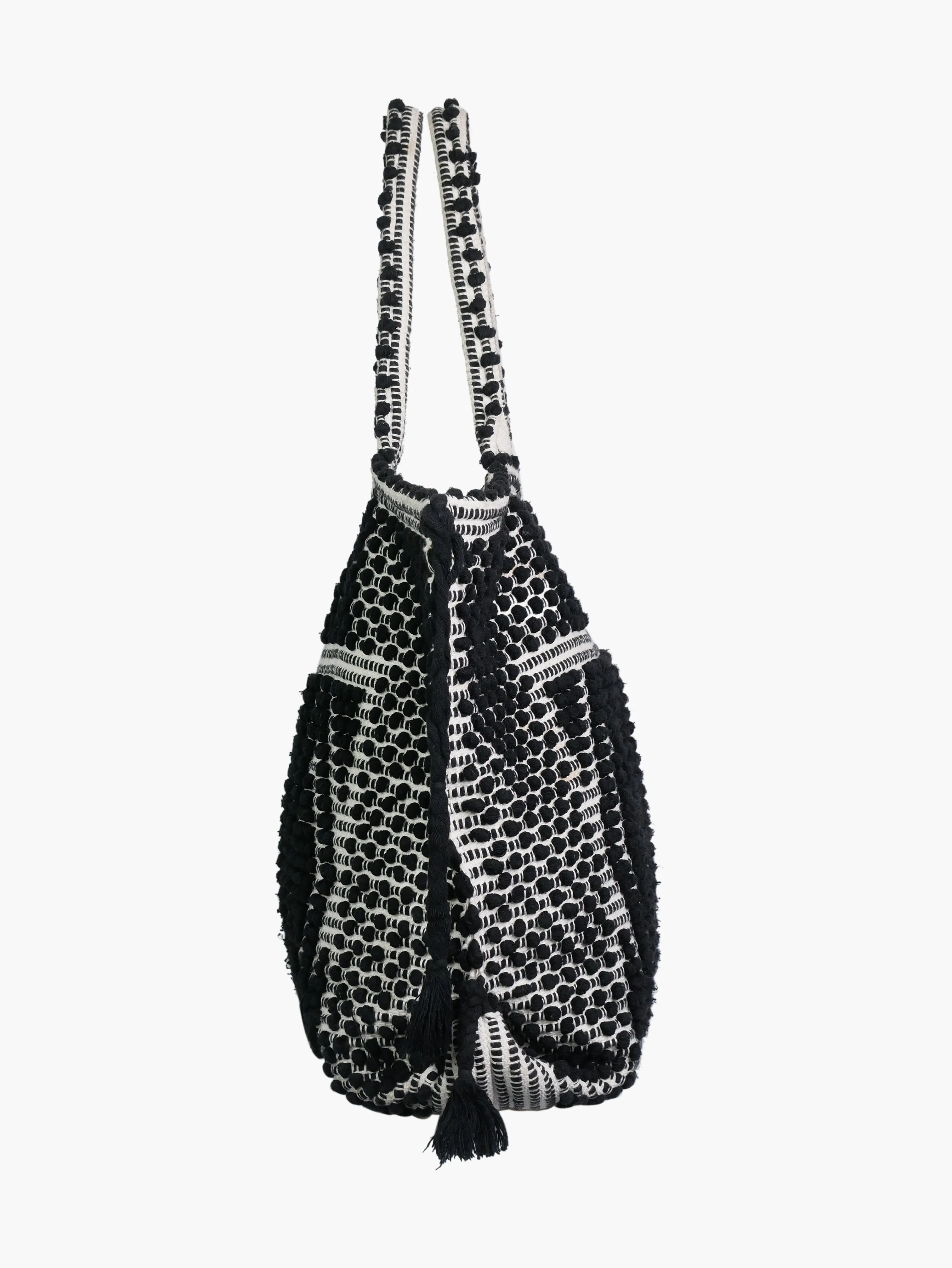 Black large handwoven tote bag