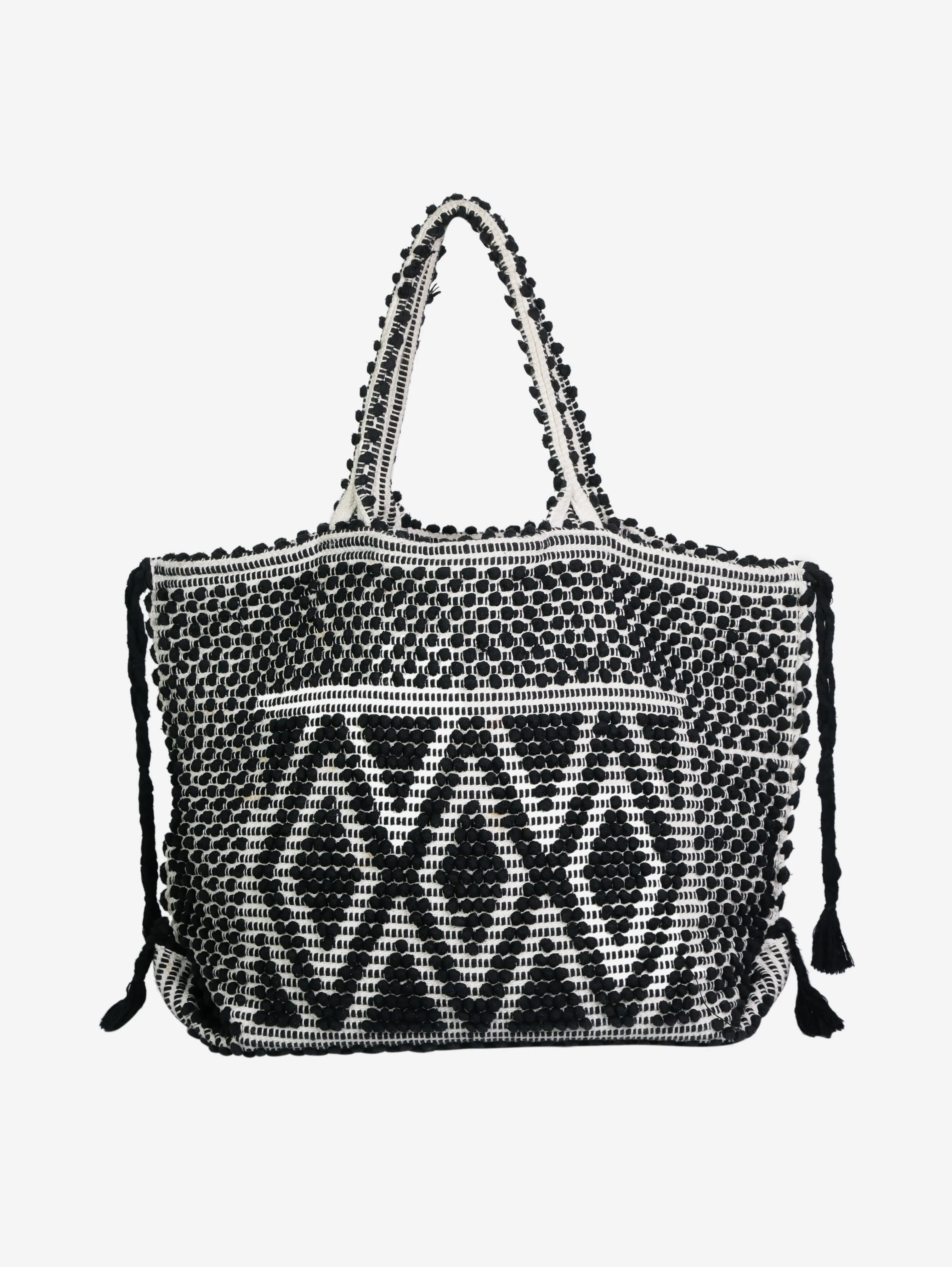 Black large handwoven tote bag