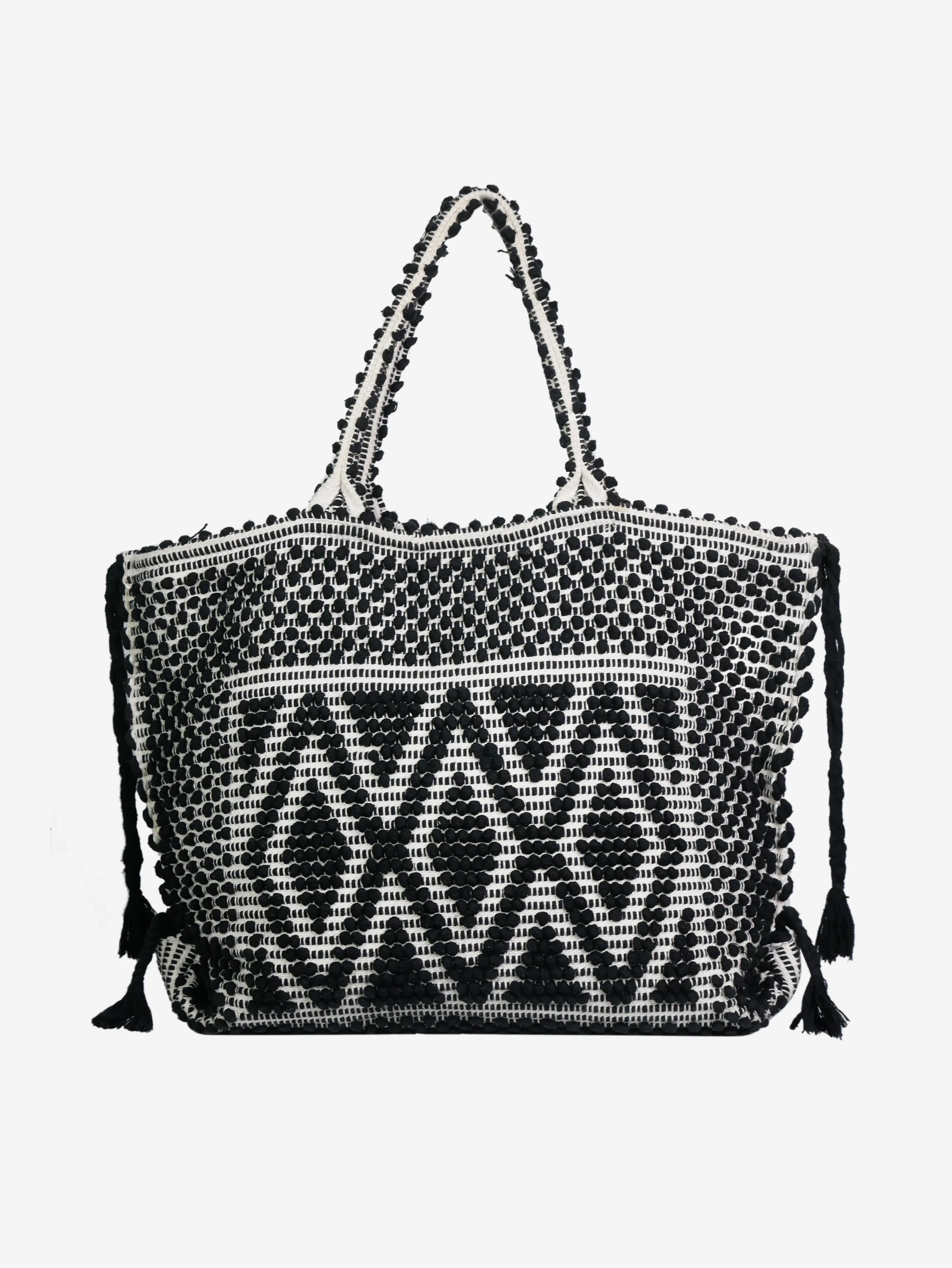 Black large handwoven tote bag