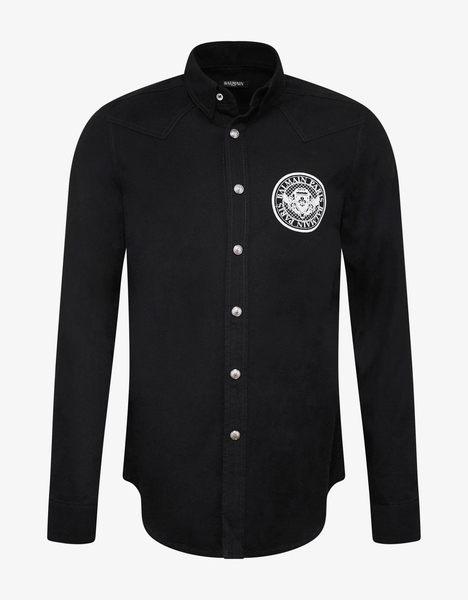 Black Logo Medallion Denim Shirt