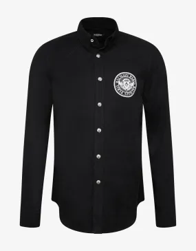 Black Logo Medallion Denim Shirt